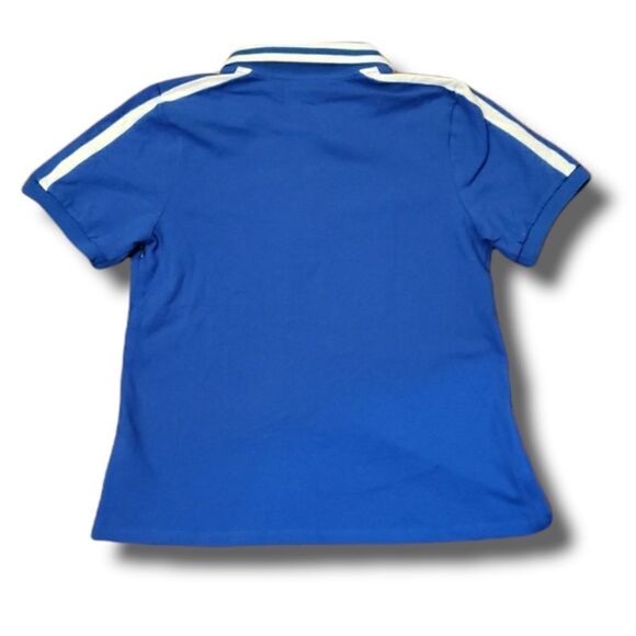 𝅺Stitch Fix |‎ Katie Sturino Blue with White Racer Stripe Polo Top Size M NWOT - Picture 2 of 5